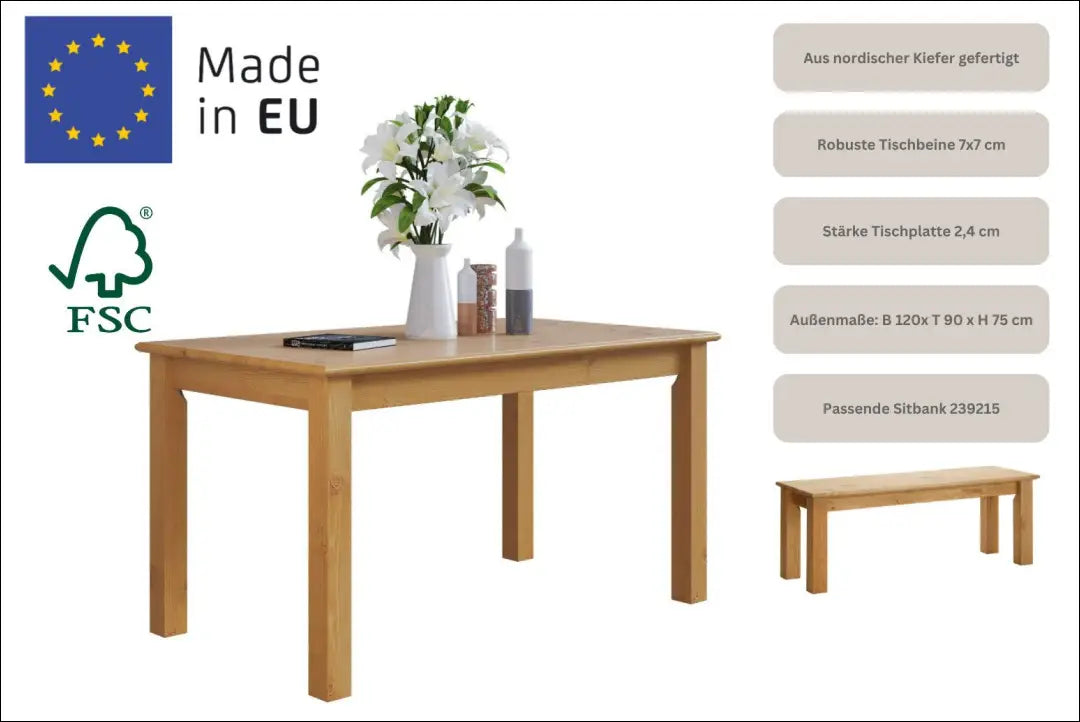 Valgomojo stalas VI1458 - €145 Save 50% 100-200, __label:Pristatymas 1-2 d.d., color-ruda, material-medzio-masyvas,