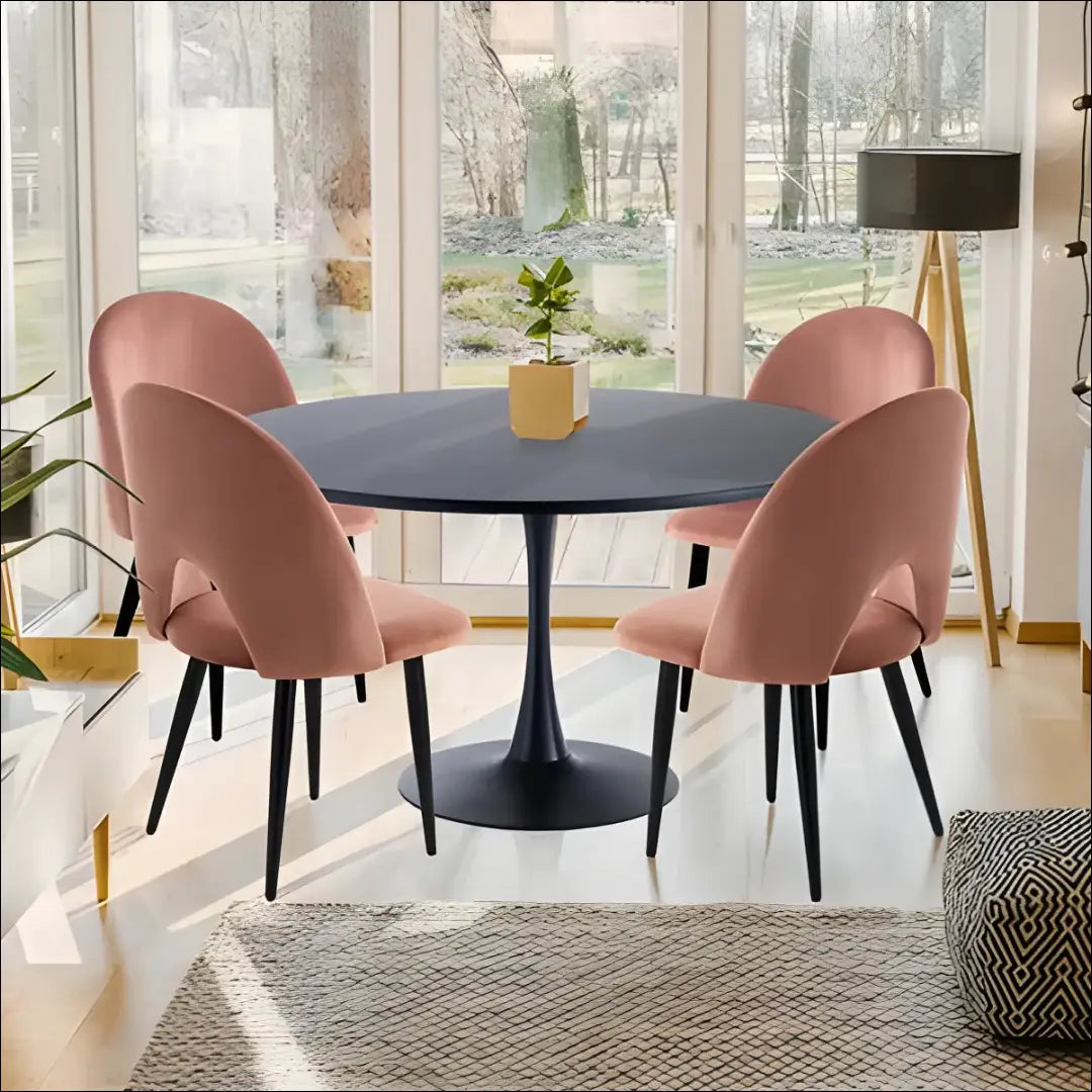 Valgomojo stalas VI602 - €277 Save 65% __label:Pristatymas 1-2 d.d., color-juoda, material-mdf, material-metalas,