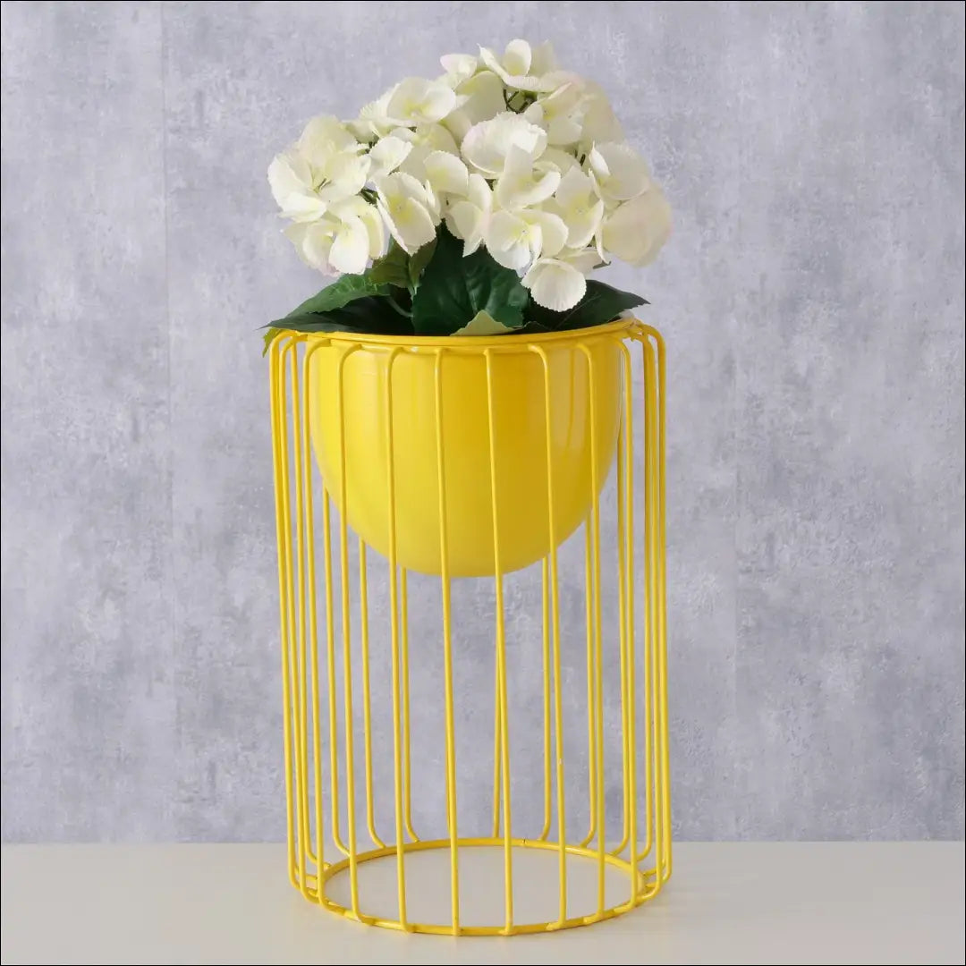 Vazonas su stovu DI6872 - €35 Save 65% 25-50, __label:Pristatymas 1-2 d.d., color-geltona, interjeras, material-metalas