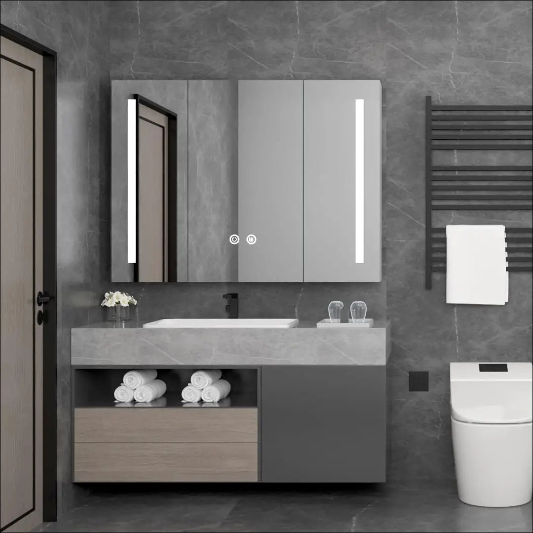 Veidrodinė LED vonios spintelė KI1353 - €129 Save 50% 100-200, __label:Pristatymas 1-2 d.d., color-sidabrine,
