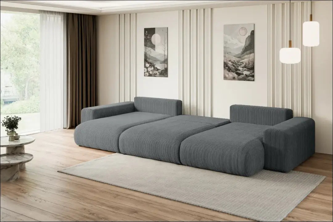 Velvetinė sofa-lova MI963 - €923 Save 30% __label:Pristatymas 1-2 d.d., color-pilka, kampai, material-poliesteris,