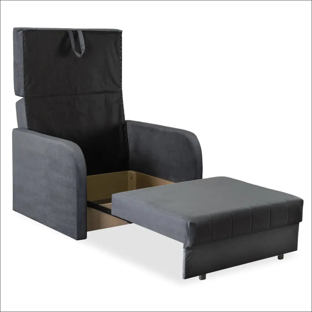 Vienvietis miegamas fotelis su veliūro audiniu pilkos spalvos TE432 - €760 Save 15% __label:Pristatymas 5-14 d.d.,