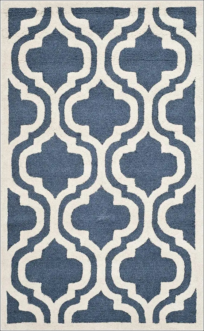 Vilnos kilimas RU1520 - €74 Save 50% 50-100, __label:Pristatymas 1-2 d.d., color-kremas, color-melyna, kilimai 90 cm x