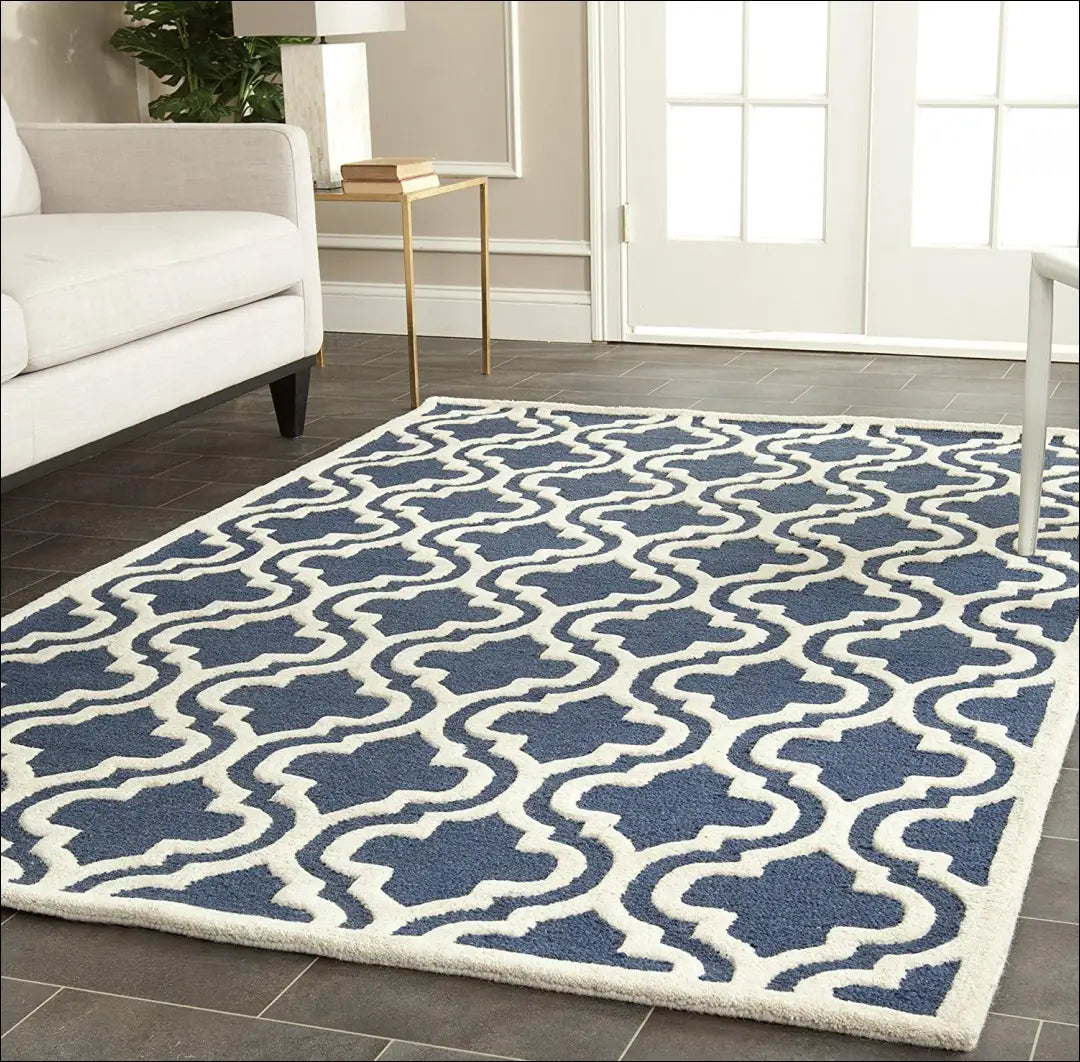 Vilnos kilimas RU1520 - €74 Save 50% 50-100, __label:Pristatymas 1-2 d.d., color-kremas, color-melyna, kilimai 90 cm x
