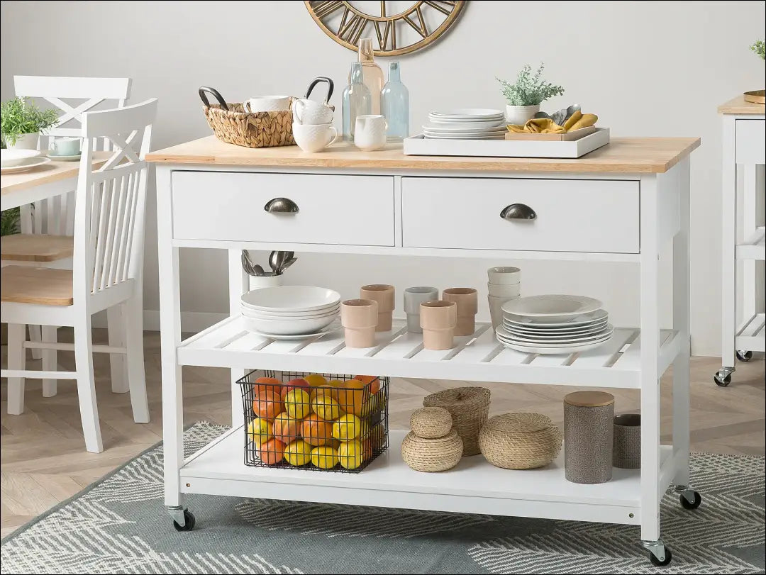 Virtuvės vežimėlis KI1405 - €134 Save 50% 100-200, __label:Pristatymas 1-2 d.d., color-balta, color-ruda, kita €100