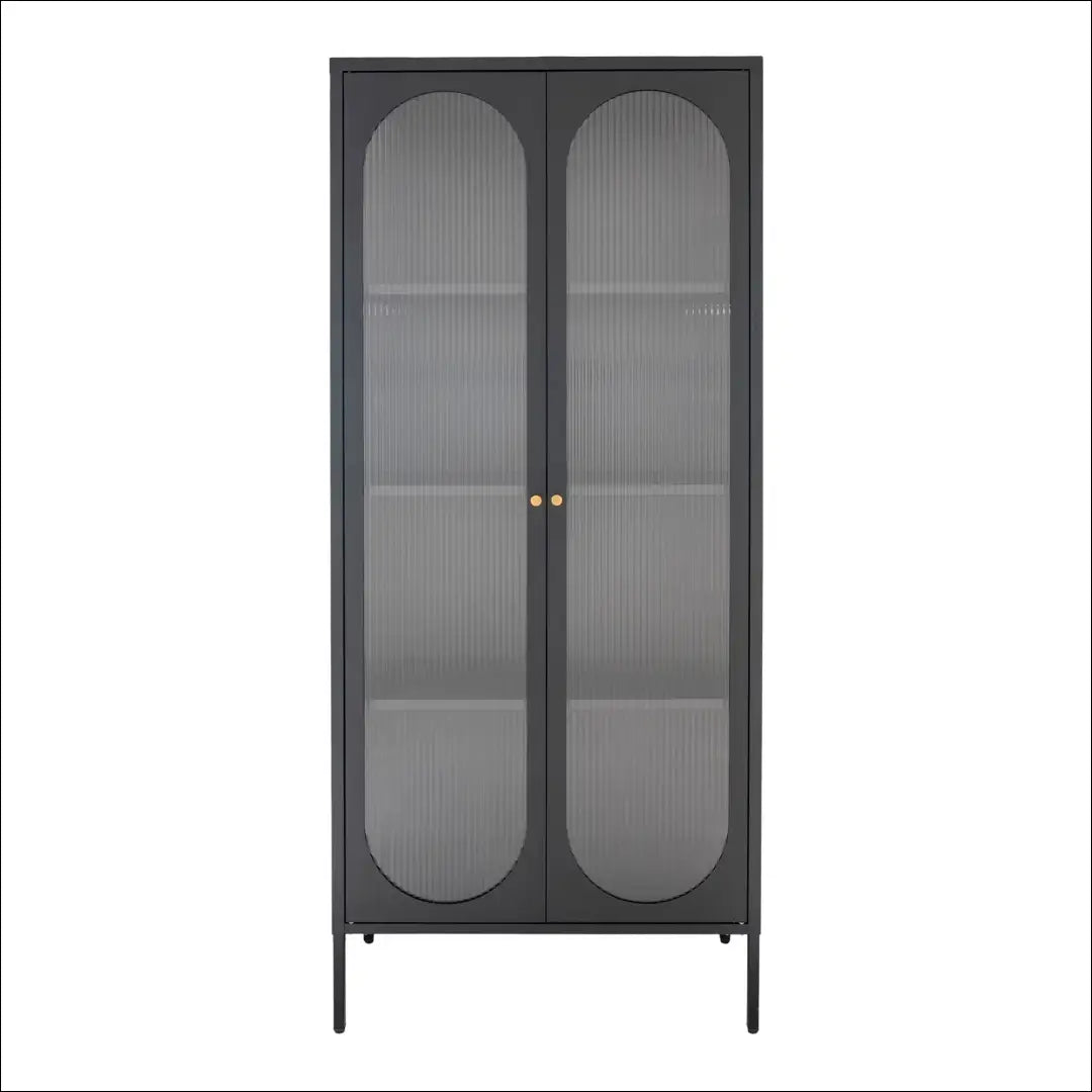 Vitrina 2 gofruoto stiklo durys plienas juoda 80x35x180 cm RD498 - €600 Save 15% __label:Pristatymas 5-14 d.d., Display