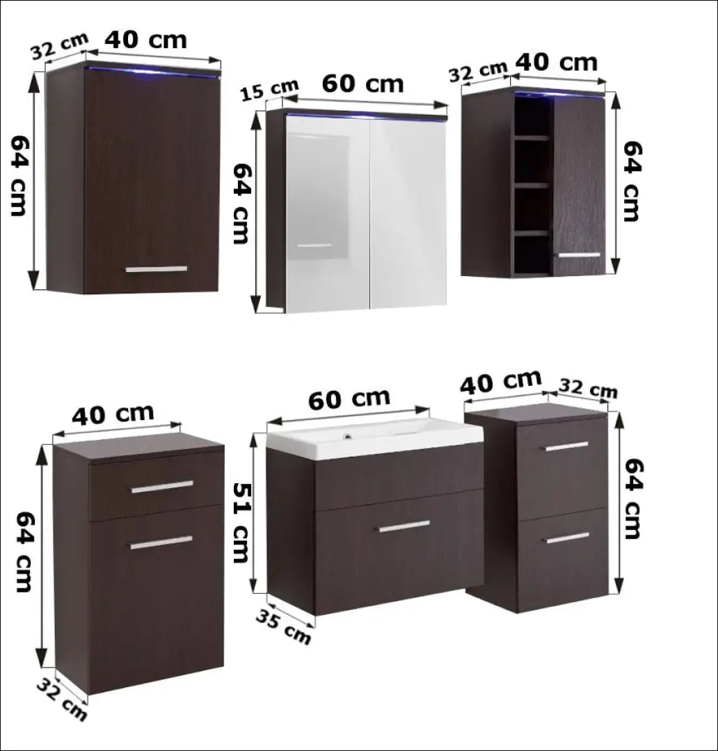 Vonios baldų komplektas (6 dalys) KI1168 - €440 Save 50% __label:Pristatymas 1-2 d.d., color-balta, material-mediena,