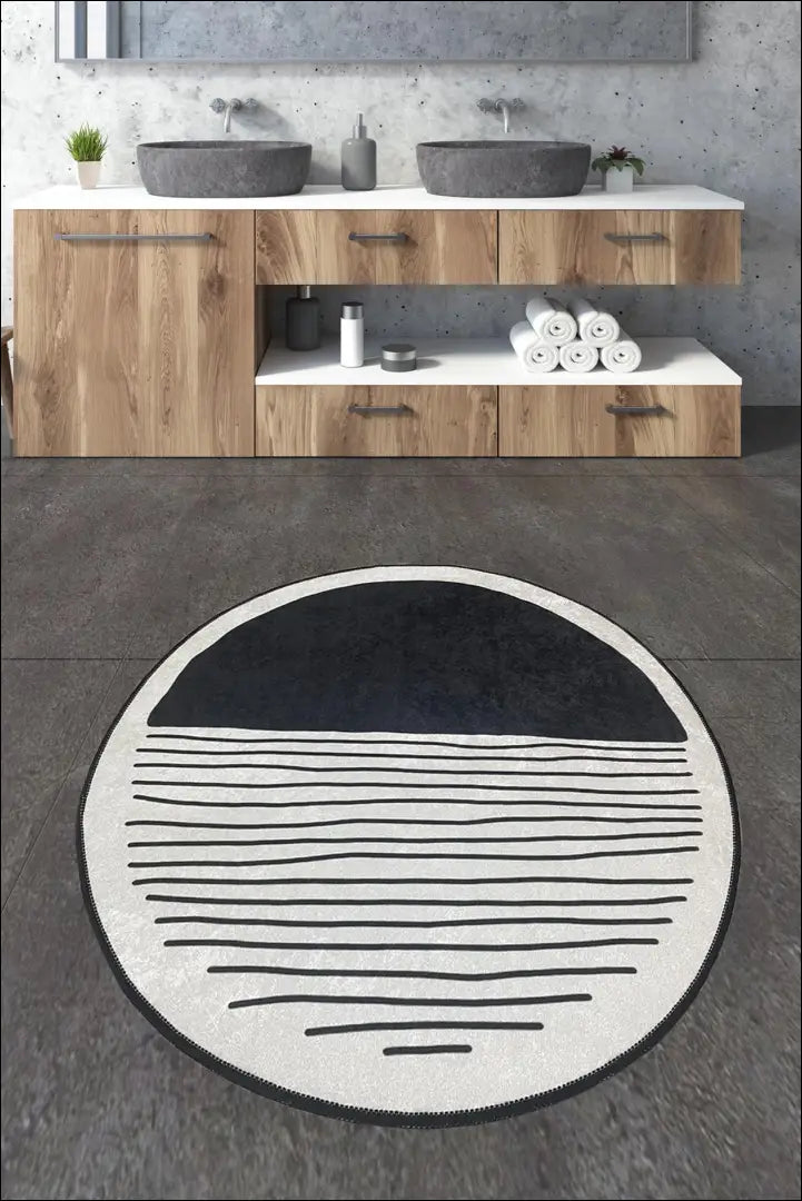 Vonios kambario kilimas RU1035 - €33 Save 50% 25-50, __label:Pristatymas 1-2 d.d., color-balta, color-juoda,