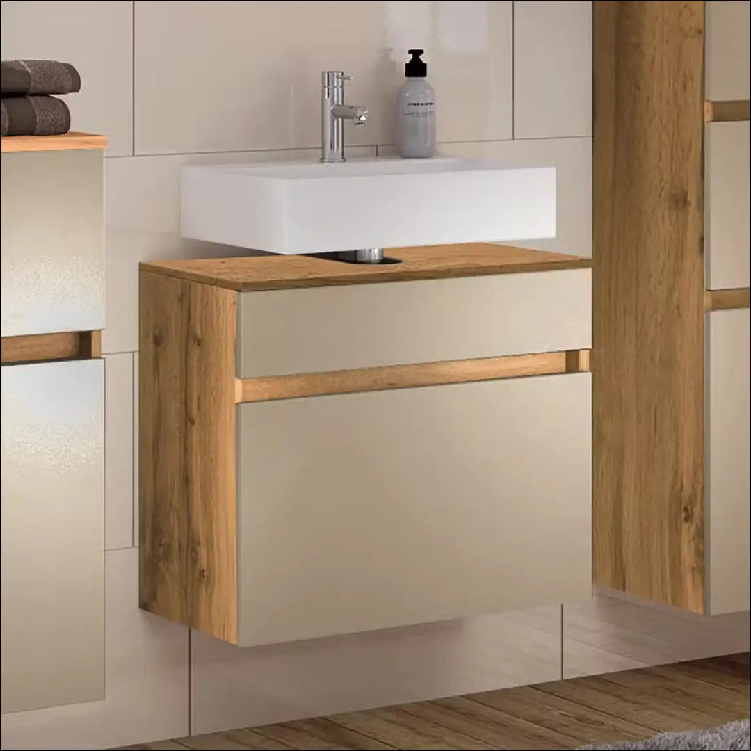 Vonios spintelė KI1198 - €84 Save 50% 50-100, __label:Pristatymas 1-2 d.d., color-kremas, color-ruda, material-mdf €50