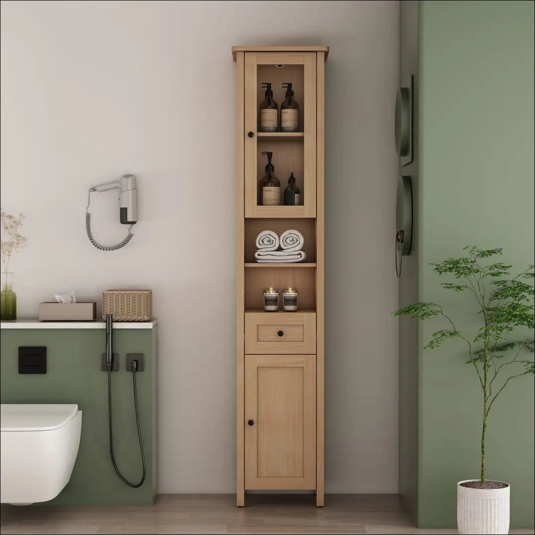 Vonios spintelė KI1556 - €84 Save 50% 50-100, __label:Pristatymas 1-2 d.d., color-ruda, material-mdf, material-stiklas