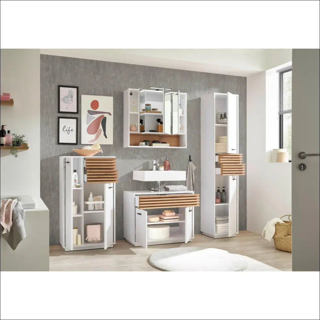 Vonios spintelė KI1600 - €73 Save 50% 50-100, __label:Pristatymas 1-2 d.d., color-balta, color-ruda, material-mediena