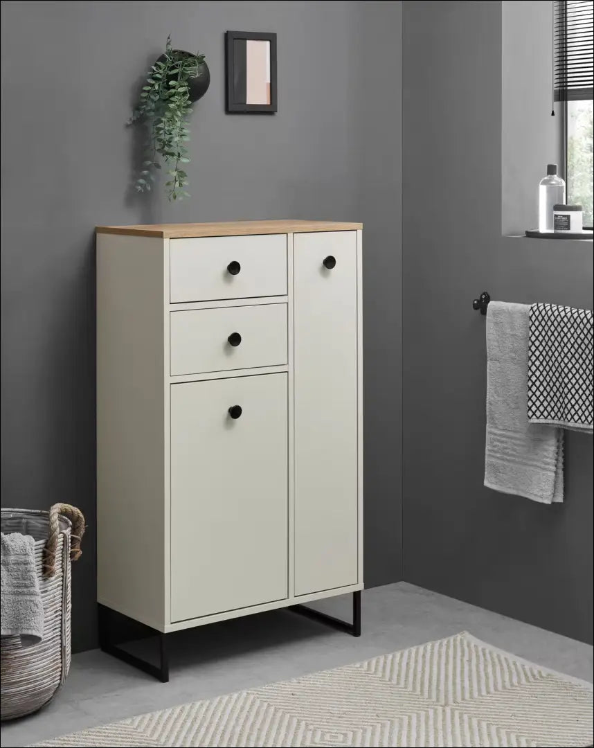 Vonios spintelė KI1631 - €63 Save 50% 50-100, __label:Pristatymas 1-2 d.d., color-ruda, color-smelio, material-mediena