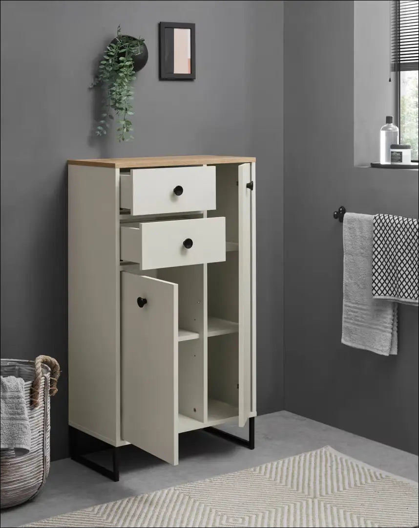 Vonios spintelė KI1631 - €63 Save 50% 50-100, __label:Pristatymas 1-2 d.d., color-ruda, color-smelio, material-mediena