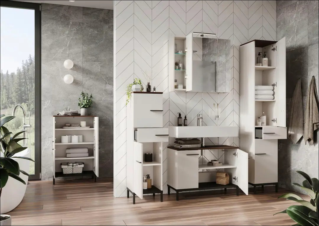 Vonios spintelė KI1688 - €135 Save 50% 100-200, __label:Pristatymas 1-2 d.d., color-smelio, material-mediena,