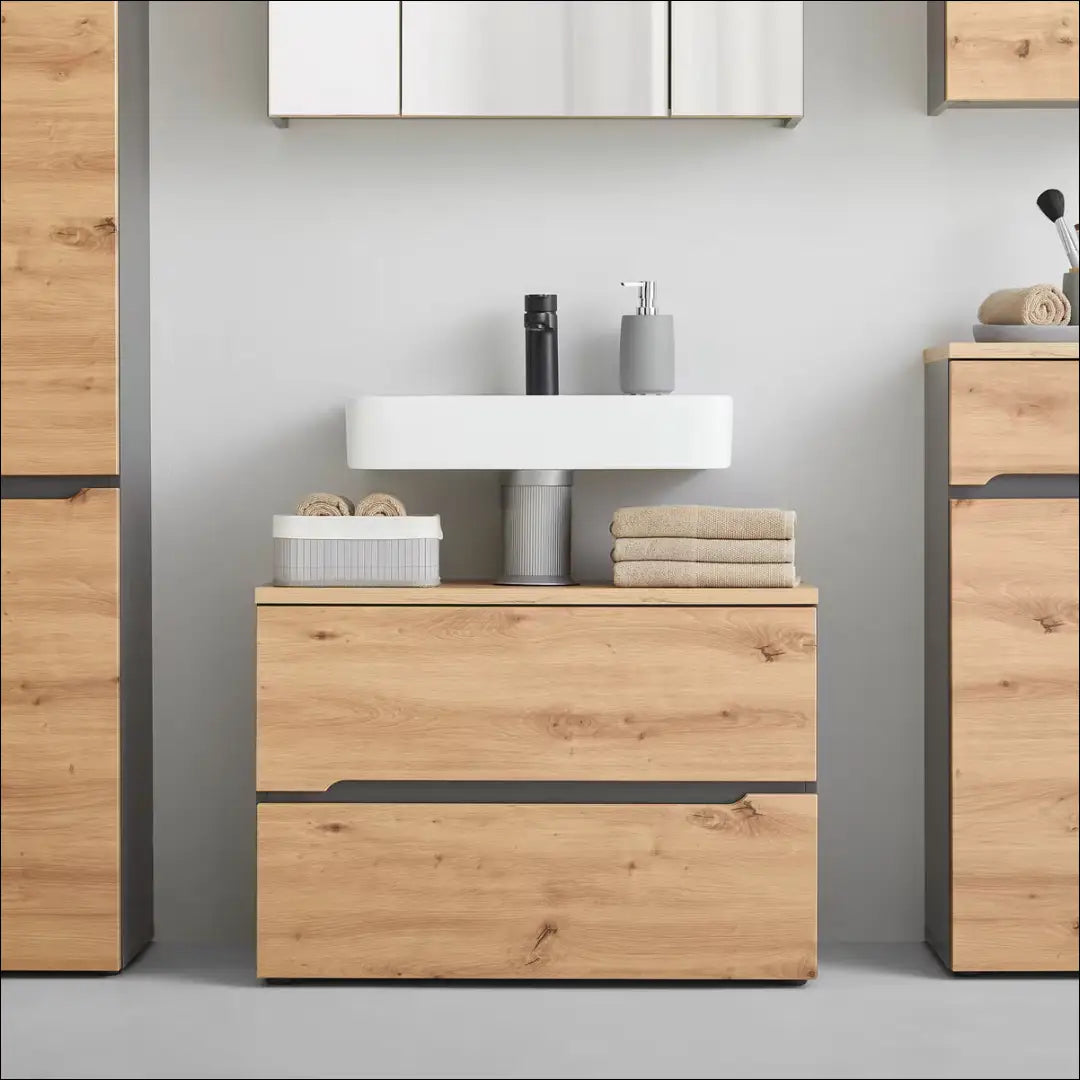 Vonios spintelė KI1868 - €125 Save 50% 100-200, __label:Pristatymas 1-2 d.d., color-pilka, color-ruda, material-mediena
