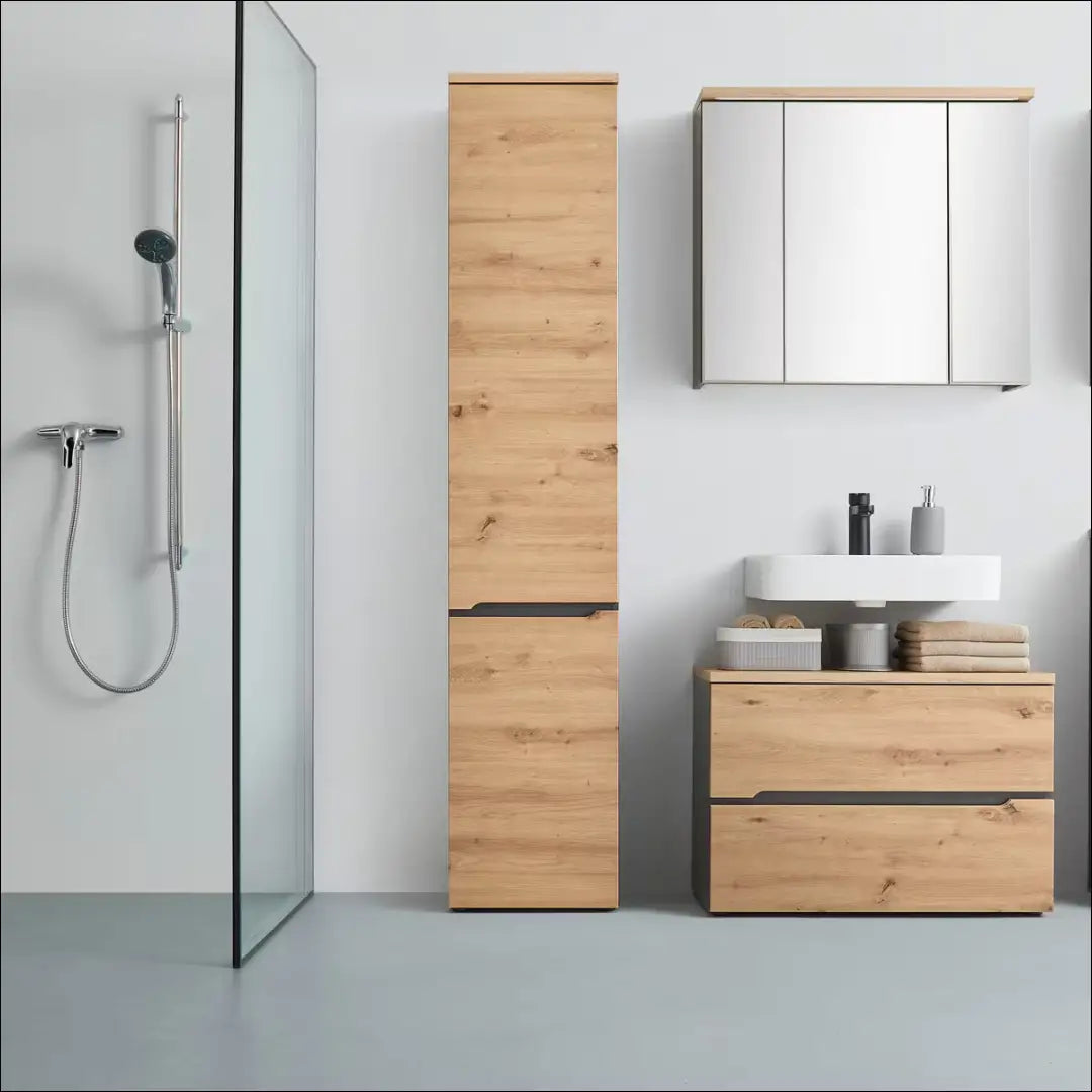 Vonios spintelė KI1868 - €125 Save 50% 100-200, __label:Pristatymas 1-2 d.d., color-pilka, color-ruda, material-mediena