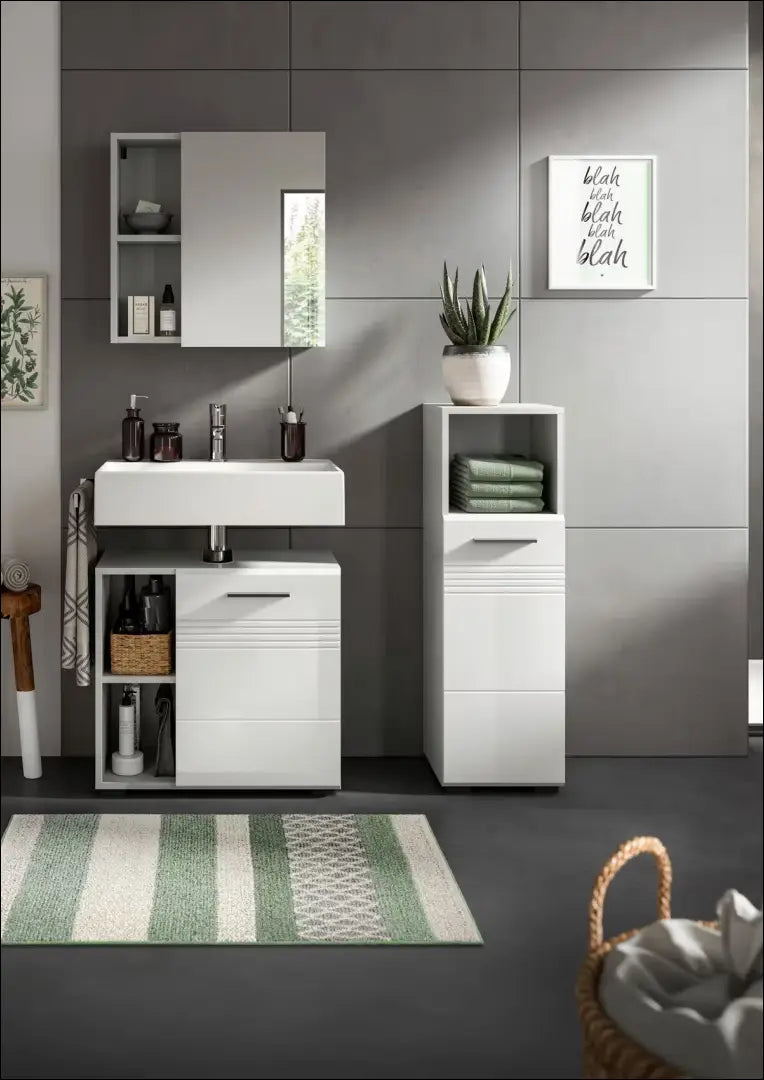 Vonios spintelė KI1888 - €25 Save 50% 25-50, __label:Pristatymas 1-2 d.d., color-balta, color-pilka, material-mdf Balta