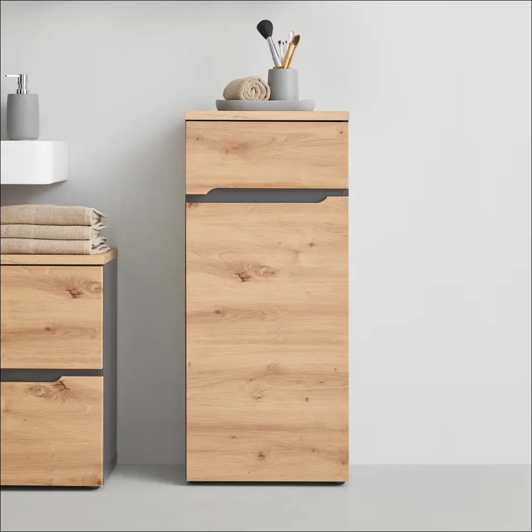 Vonios spintelė KI912 - €70 Save 50% 50-100, __label:Pristatymas 1-2 d.d., color-pilka, color-ruda, material-mediena