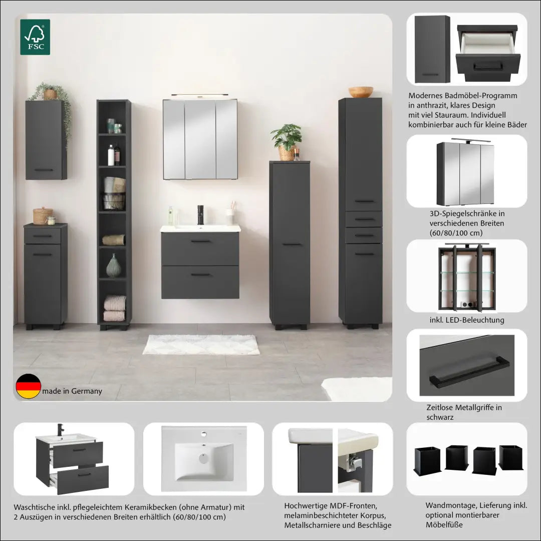 Vonios spintelė su kriaukle KI1709 - €90 Save 50% 50-100, __label:Pristatymas 1-2 d.d., color-balta, color-pilka,
