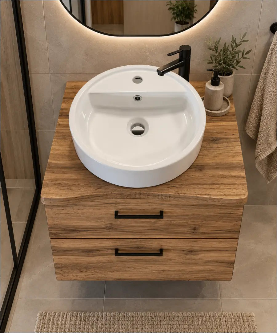 Vonios spintelė su kriaukle KI1851 - €124 Save 50% 100-200, __label:Pristatymas 1-2 d.d., color-balta, color-ruda,
