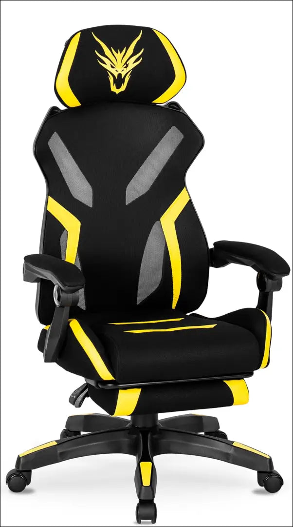 Žaidimų fotelis sukamas su audiniu juodos spalvos / geltonos TE092 - €136 Save 15% 100-200, __label:Pristatymas 5-14