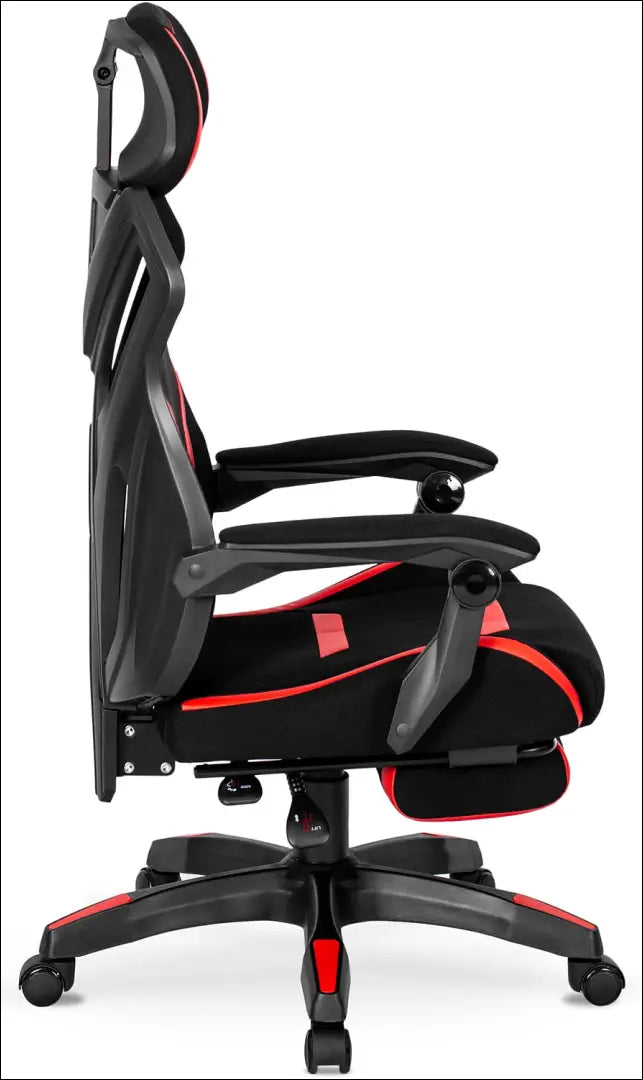 Žaidimų fotelis sukamas su audiniu juodos spalvos / raudonos TE093 - €124 Save 15% 100-200, __label:Pristatymas 5-14