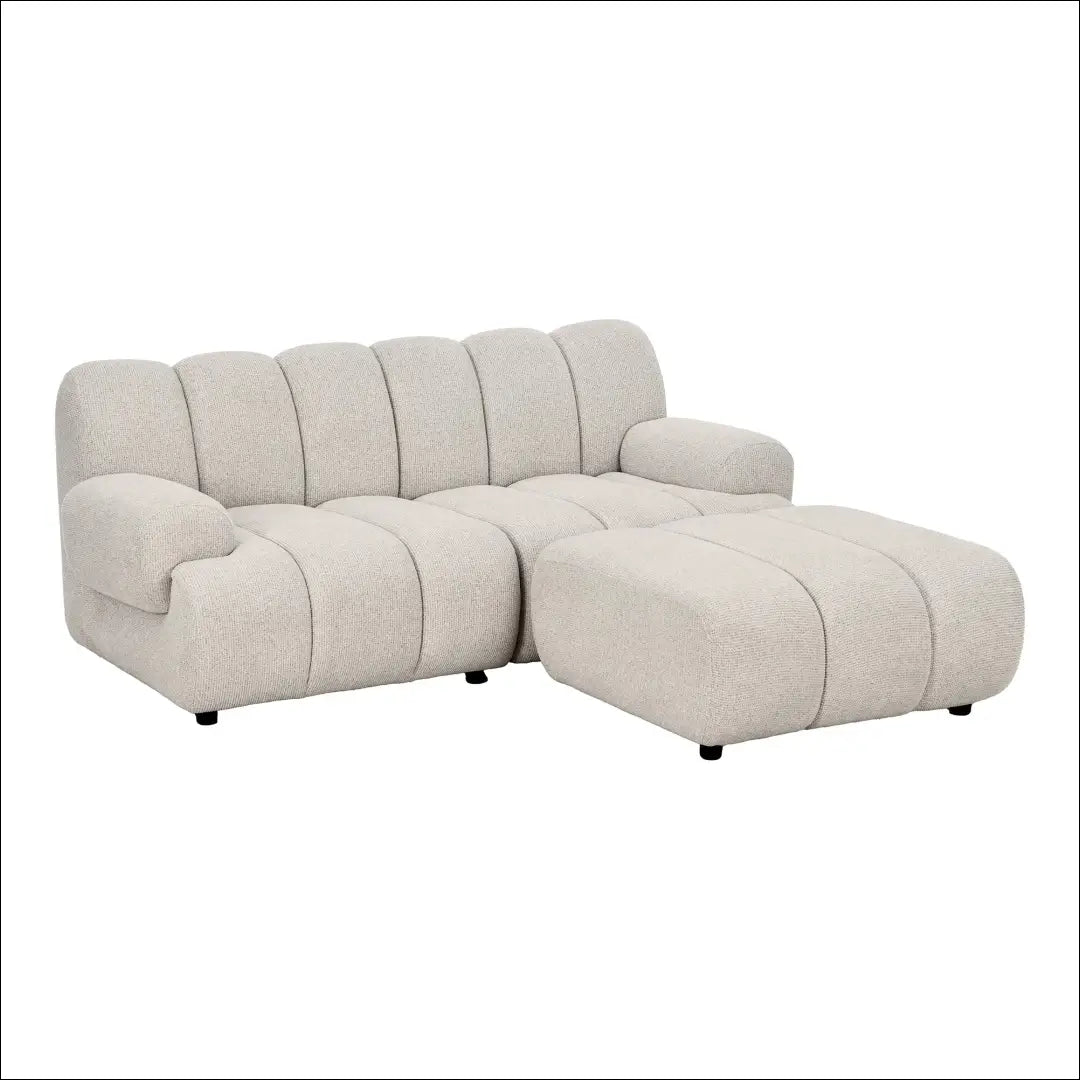 2,5 vietos modulinė sofa su pufu smėlio spalvos atsukta į dešinę RD239 - €1,491 Save 15% __label:Pristatymas 5-14 d.d.,