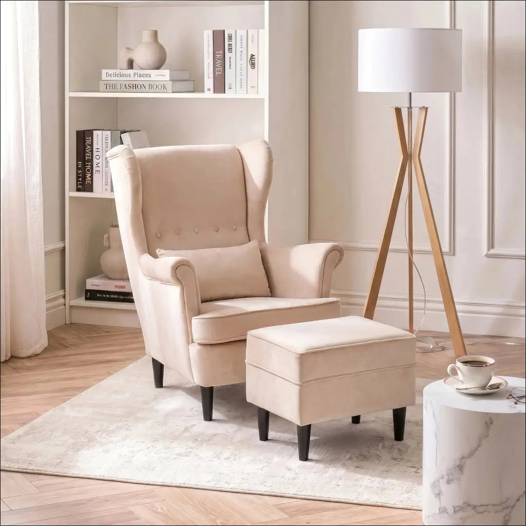 2 poilsio krėslas su pakoja smėlio spalvos aksomas TE2067 - €284 Save 15% __label:Pristatymas 5-14 d.d., Newelite