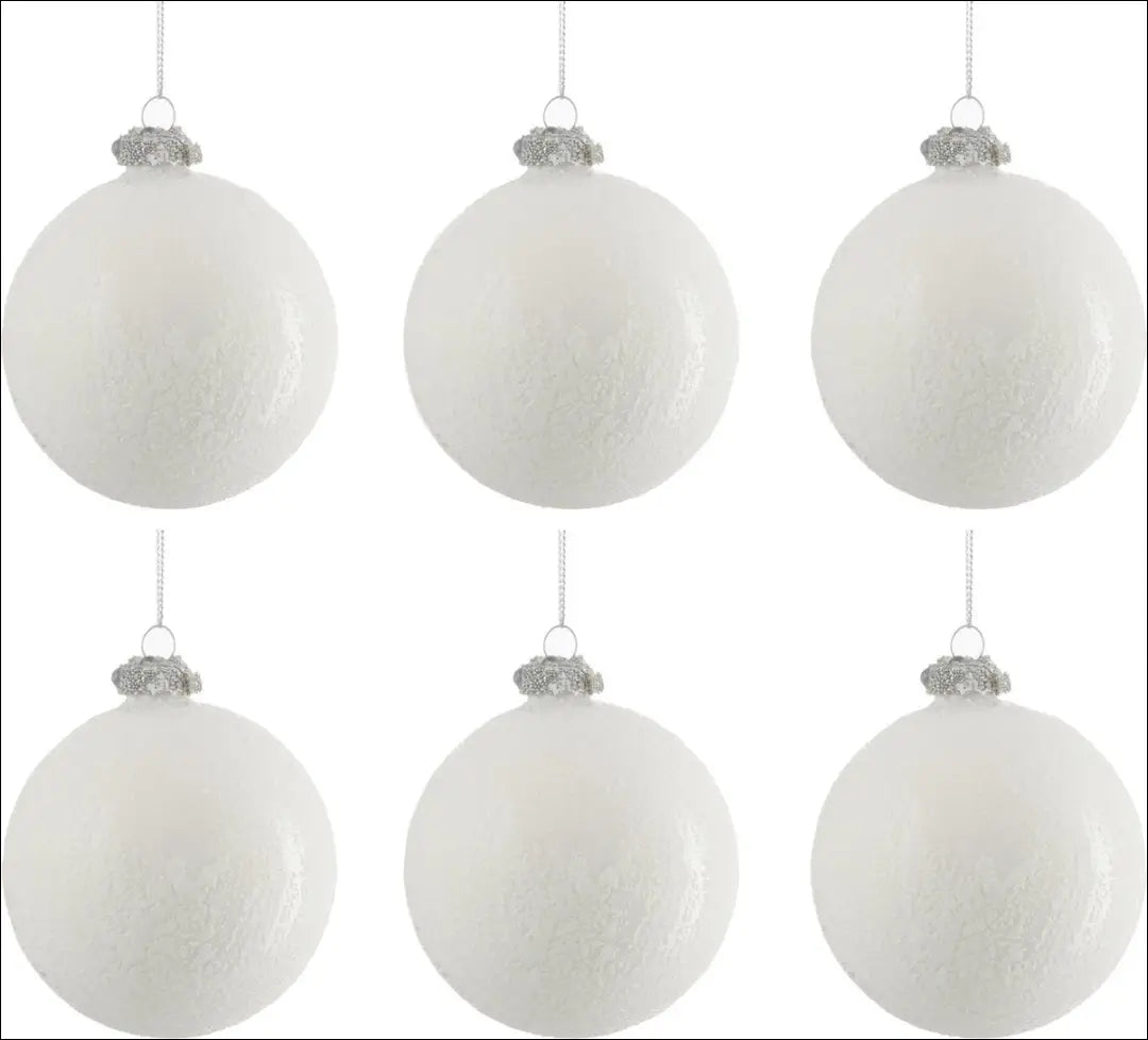 Antikvarinės baltos spalvos kalėdiniai kamuoliukai 6 vnt DA336 - €11 Save 75% __label:Pristatymas 1-2 d.d., kaledos,