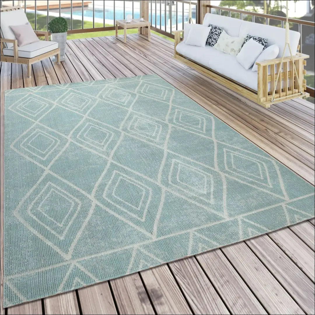 Apvalus lauko/terasos kilimas RU1435 - €119 Save 50% 100-200, __label:Pristatymas 1-2 d.d., apvalus, color-turkis,