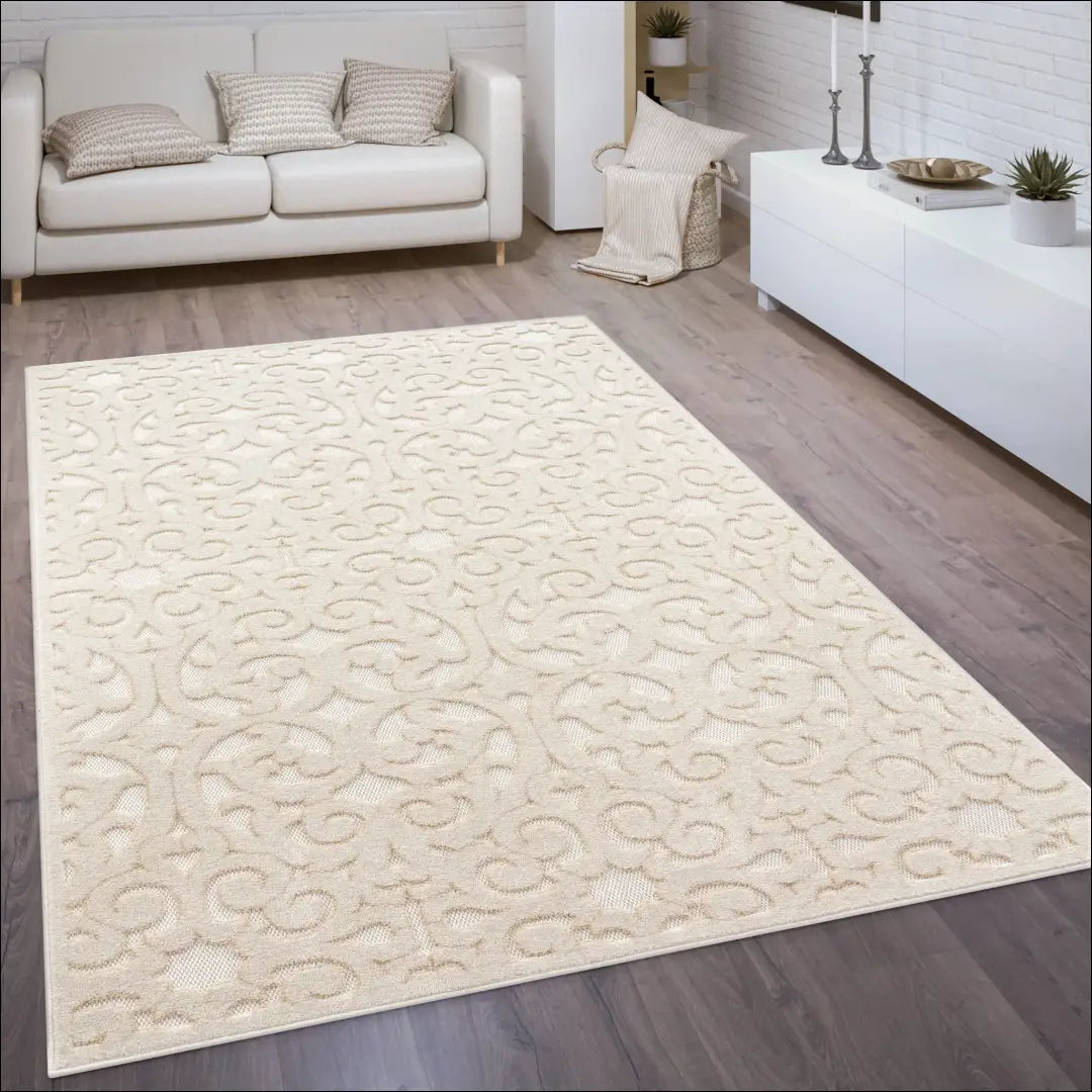 Apvalus lauko/terasos kilimas RU1535 - €140 Save 50% 100-200, __label:Pristatymas 1-2 d.d., apvalus, color-kremas,