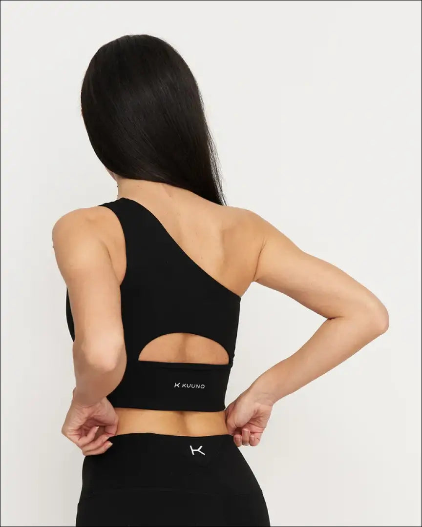 Asimetriška sportinė liemenėlė “Kuuno” DI7686 - __label:Pristatymas 1-2 d.d., color-juoda, drabuziai,