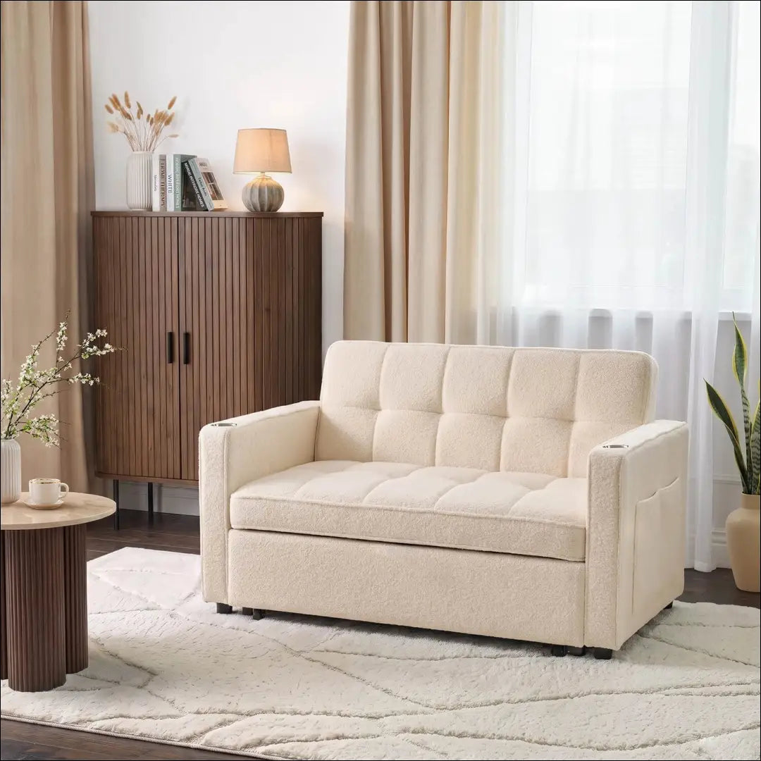 Atlošiamas fotelis miegui smėlio spalvos boucle TE2567 - €331.89 Save 15% __label:Pristatymas 5-14 d.d., Newelite