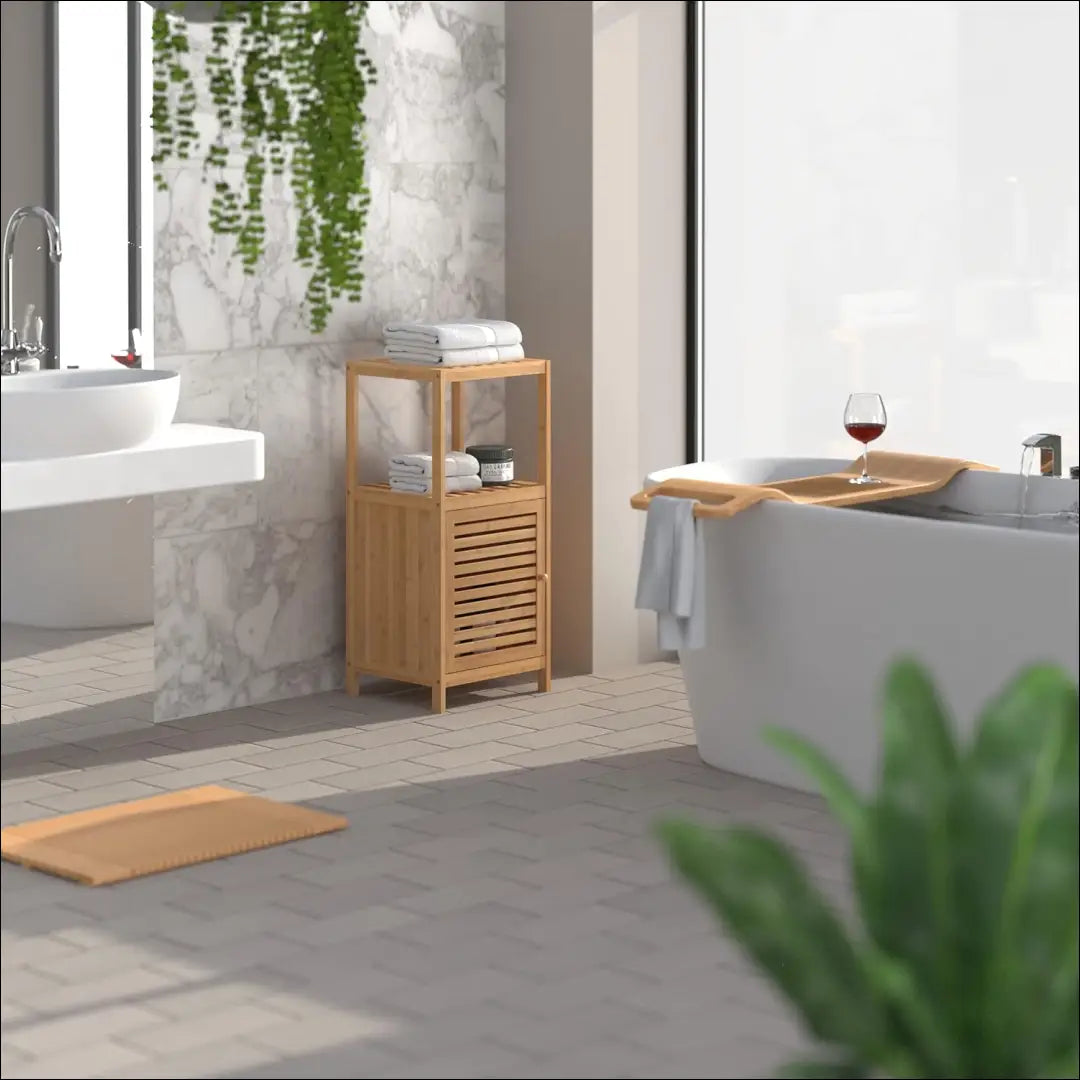 Bambukinė spintelė KI1459 - €42 Save 50% 25-50, __label:Pristatymas 1-2 d.d., color-ruda, material-bambukas,