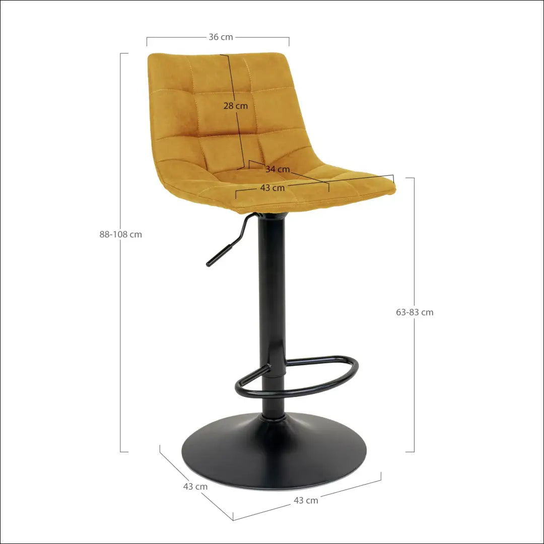 Baro kėdė aksominė garstyčių geltonumo juodos kojos RD052 - €104 Save 15% 100-200, __label:Pristatymas 5-14 d.d., Bar &
