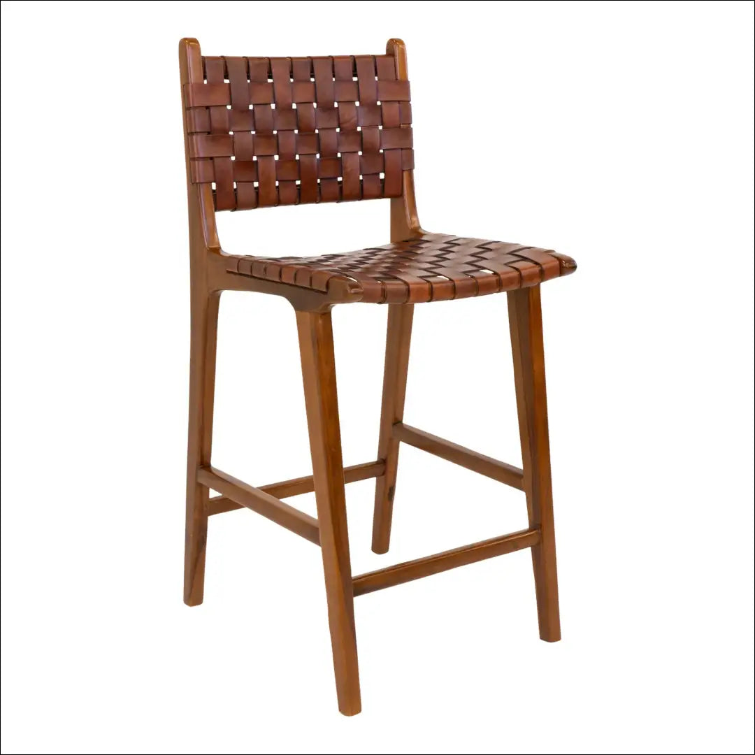 Baro kėdė odinė ruda tikmedžio kojos RD091 - €351 Save 15% __label:Pristatymas 5-14 d.d., Bar & Counter chairs, nordic,