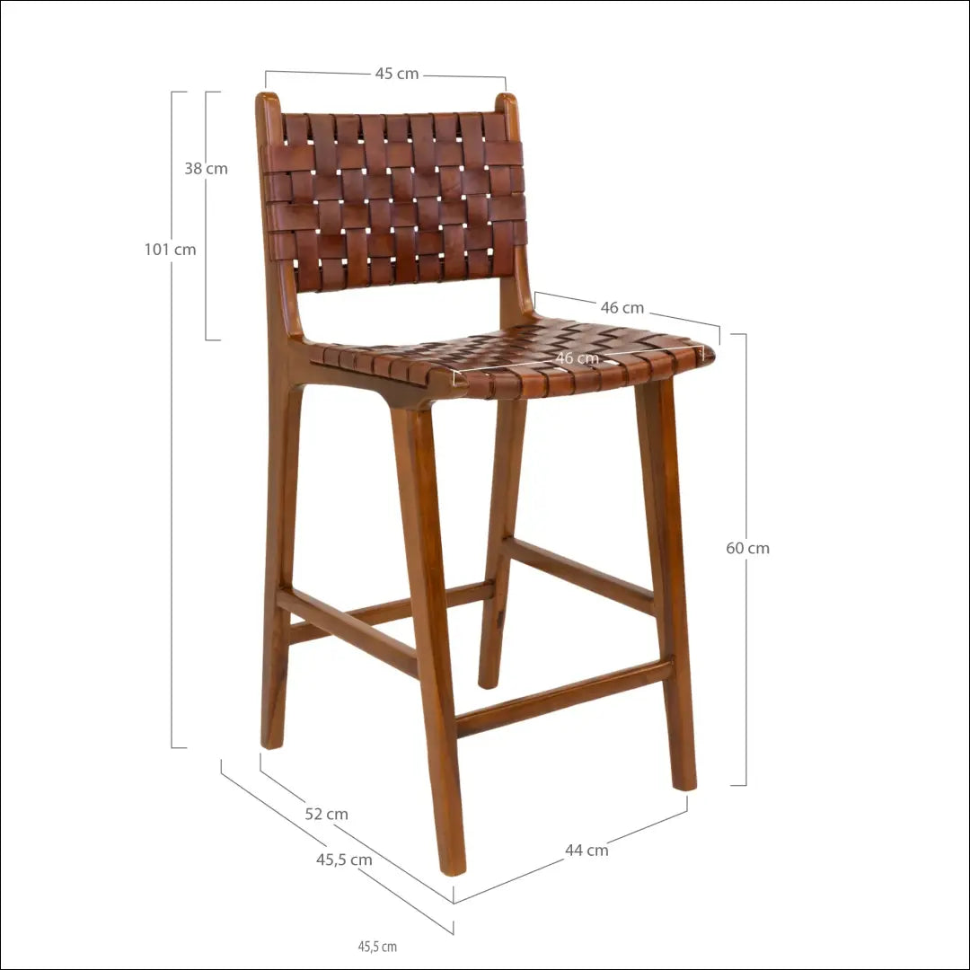 Baro kėdė odinė ruda tikmedžio kojos RD091 - €351 Save 15% __label:Pristatymas 5-14 d.d., Bar & Counter chairs, nordic,