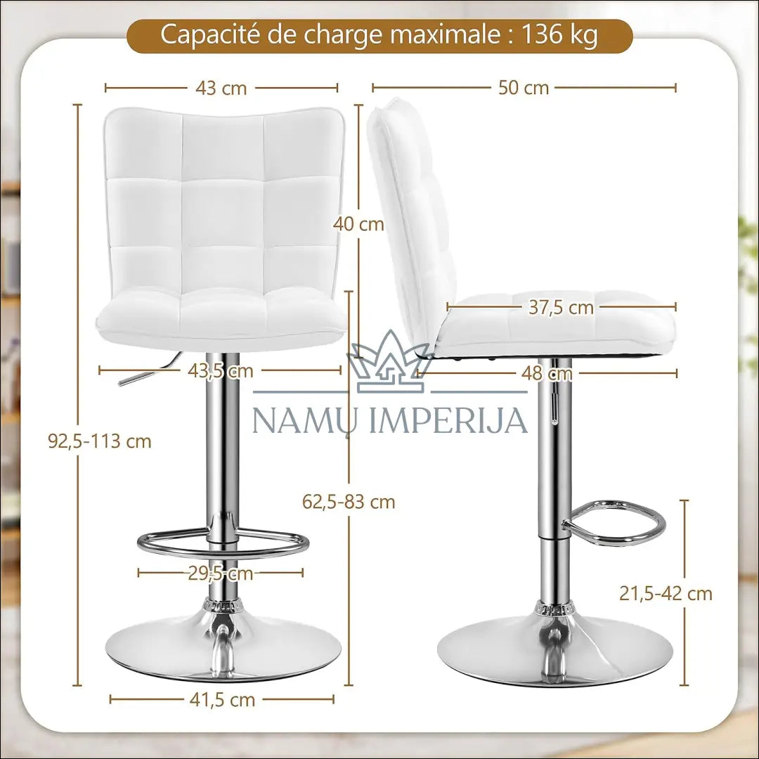 Baro kėdė VI1014 €49 Save 50% 25 50, __label:Pristatymas 1 2 d.d., baro kedes, color balta, material eko oda €25 to €50