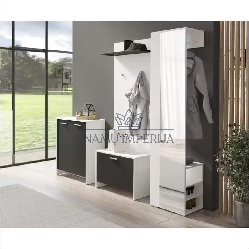Batų spintelė KI1223 - €20 Save 75% __label:Pristatymas 1-2 d.d., color-balta, color-juoda, material-mediena, pazeistas