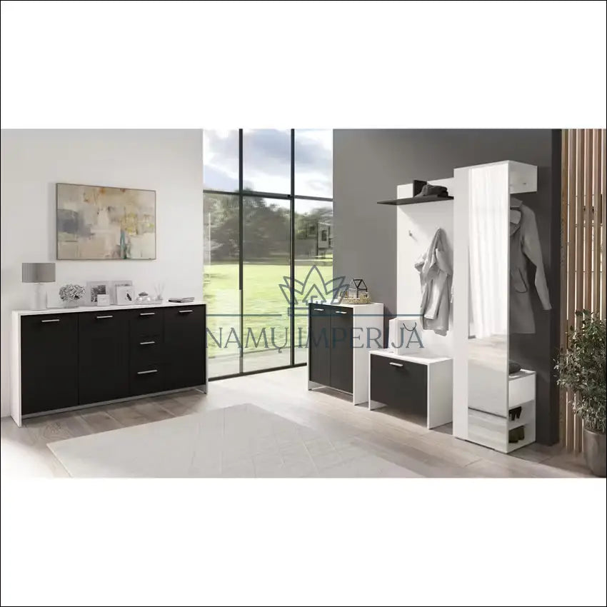 Batų spintelė KI1223 - €20 Save 75% __label:Pristatymas 1-2 d.d., color-balta, color-juoda, material-mediena, pazeistas