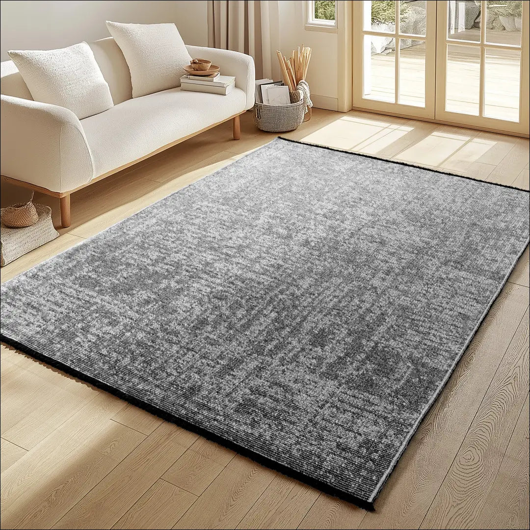 Kilimas NI2916 - ayy2026new, Kurzflor Teppich, Läufer, Rechteck, Unicolor Baumwolle Chenille Grau 160x230 cm – Waschbar