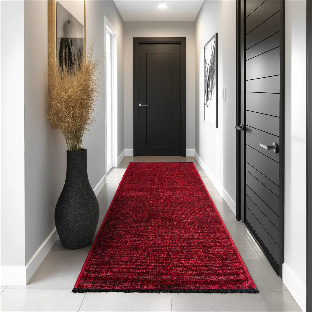Kilimas NI2915 - €200 Save 15% ayy2026new, Kurzflor Teppich, Läufer, Rechteck, Unicolor Raudona / Medvilnė / 200 x 290