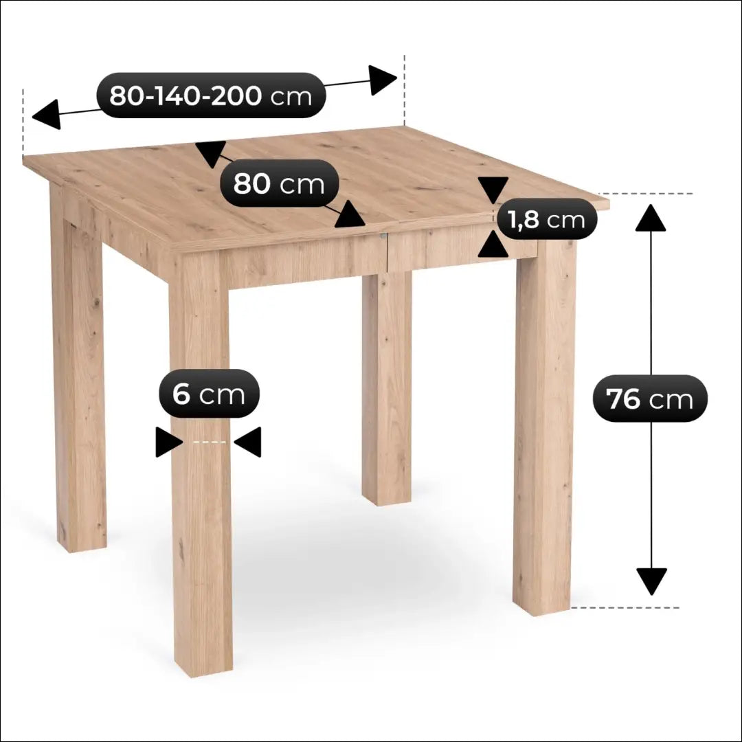 BEN išskleidžiamas stalas 80–200 cm ąžuolo spalvos TE2604 - €276.56 Save 15% __label:Pristatymas 5-14 d.d., Newelite