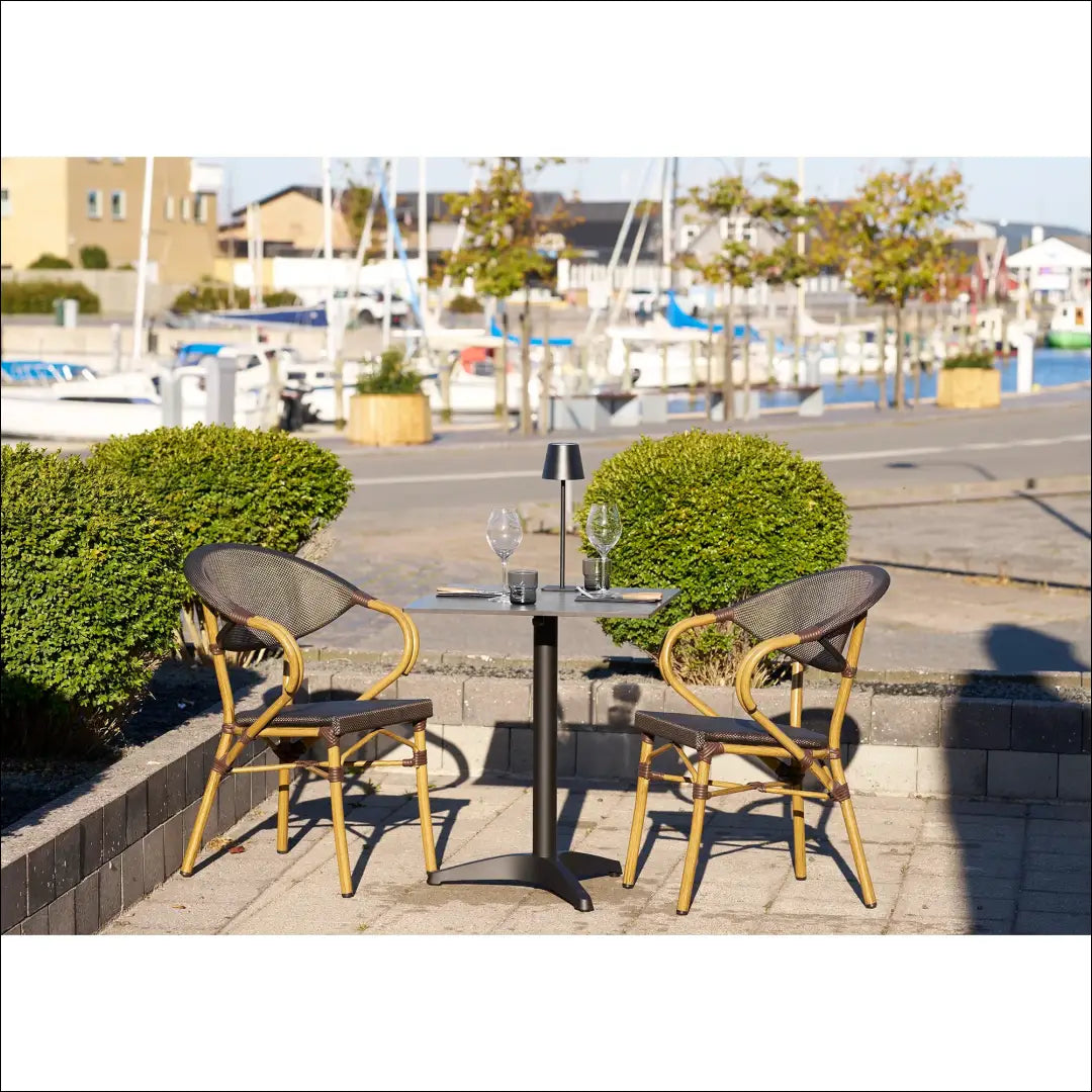 Bistro stalas marmuro imitacijos tamsiai pilkas juodos kojos aliuminis 60x60x73 cm RD1102 - €184 Save 15% 100-200,