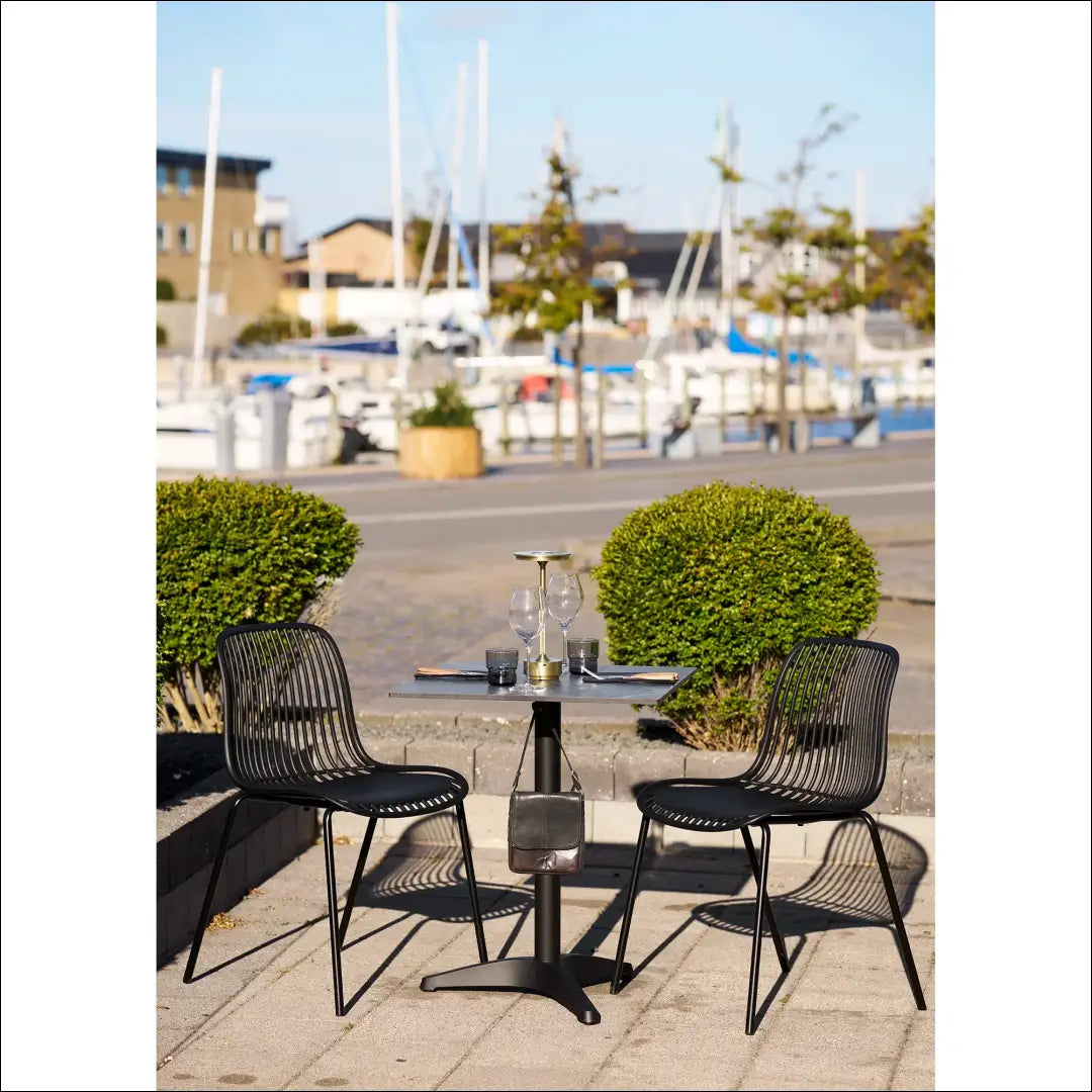 Bistro stalas marmuro imitacijos tamsiai pilkas juodos kojos aliuminis 60x60x73 cm RD1102 - €184 Save 15% 100-200,