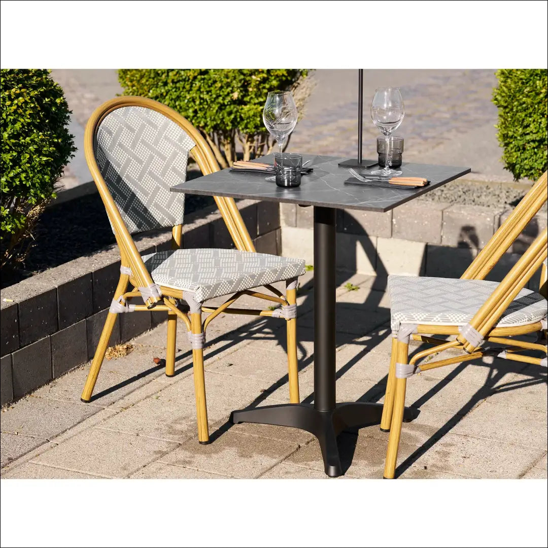 Bistro stalas marmuro imitacijos tamsiai pilkas juodos kojos aliuminis 60x60x73 cm RD1102 - €184 Save 15% 100-200,