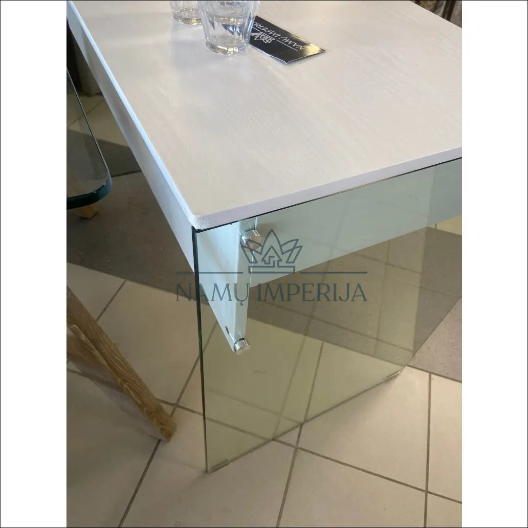 Darbo stalas BI195 - €112 Save 65% 100-200, color-balta, material-mdf, material-stiklas, pazeistas Balta / MDF €100