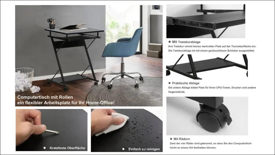 Darbo stalas su ratukais BI274 - €40 Save 50% 25-50, __label:Pristatymas 1-2 d.d., biuro-baldai, biuro-stalai,