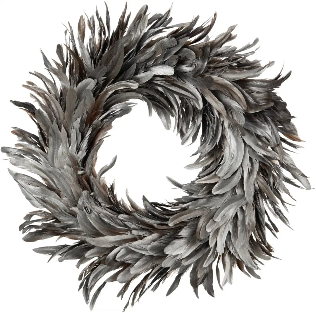 Dekoratyvinis plunksnų vainikas DI10762 - €15 Save 60% __label:Pristatymas 1-2 d.d., color-sidabrine, dekoracijos,