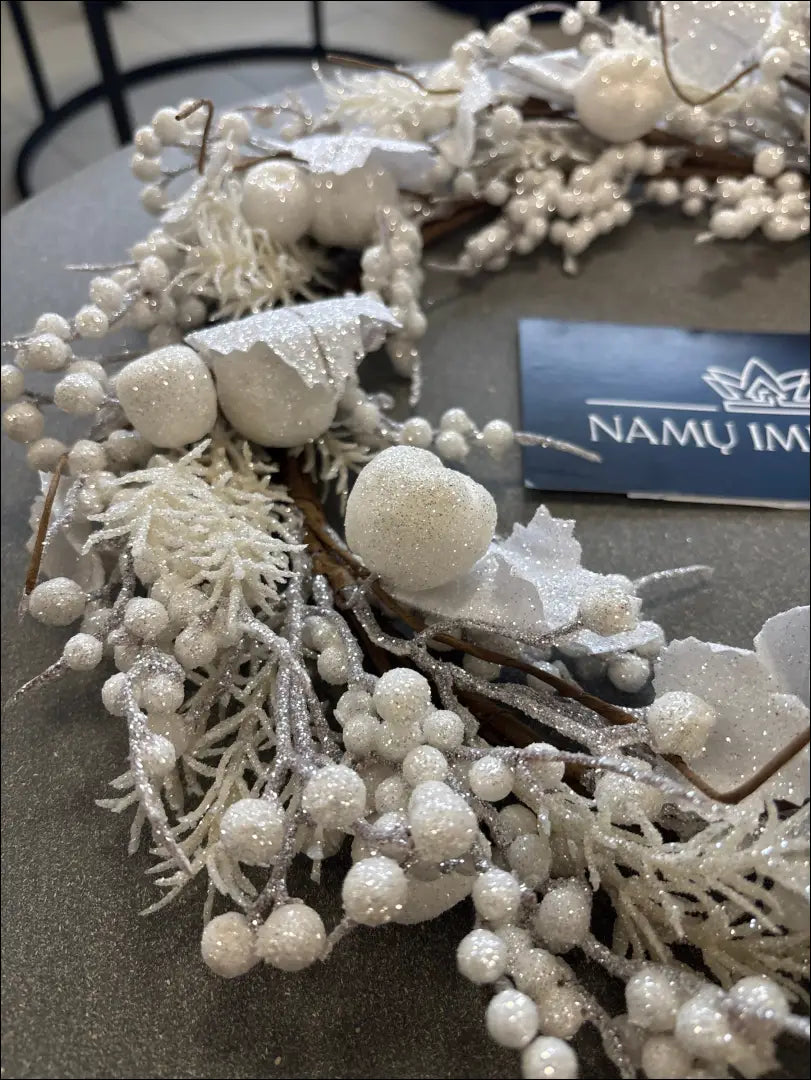 Dekoratyvinis vainikas DI10429 - €42 Save 50% 25-50, __label:Pristatymas 1-2 d.d., augalai, color-balta,